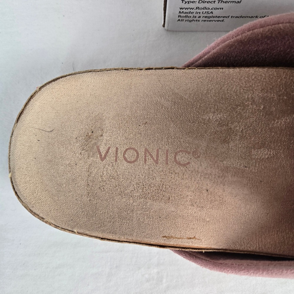 Vionic Georgie Pink Suede Chain Link Mule Slippers Clog Orthotic Shoes Womens 11 - Picture 7 of 9